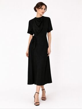 ASOS Design | Black Maxi Black Wrap Midi Dress Draped